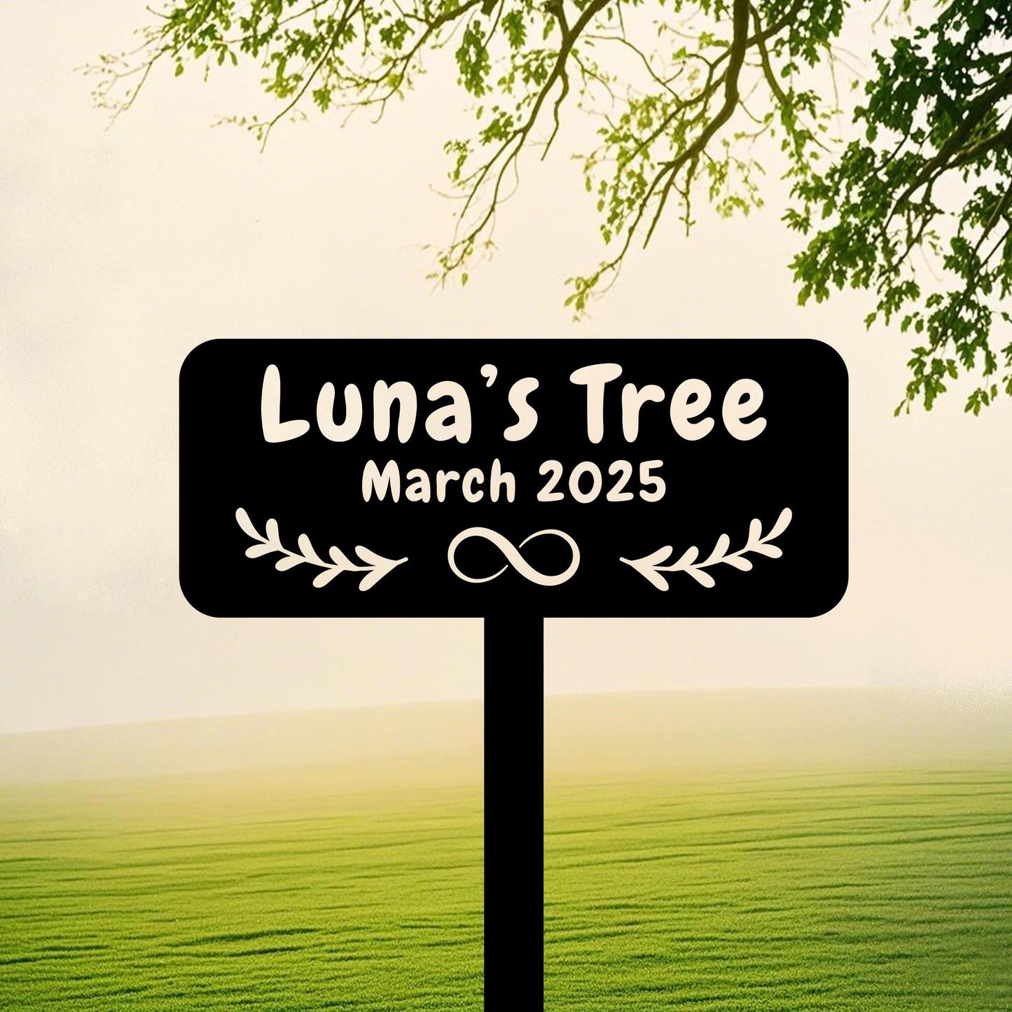 Personalized Memorial Tree Plaque With Stake,Custom Tree Metal Garden Marker,Tree Plaque Marker,Outdoor Tree Garden Sign,Metal Name Plate