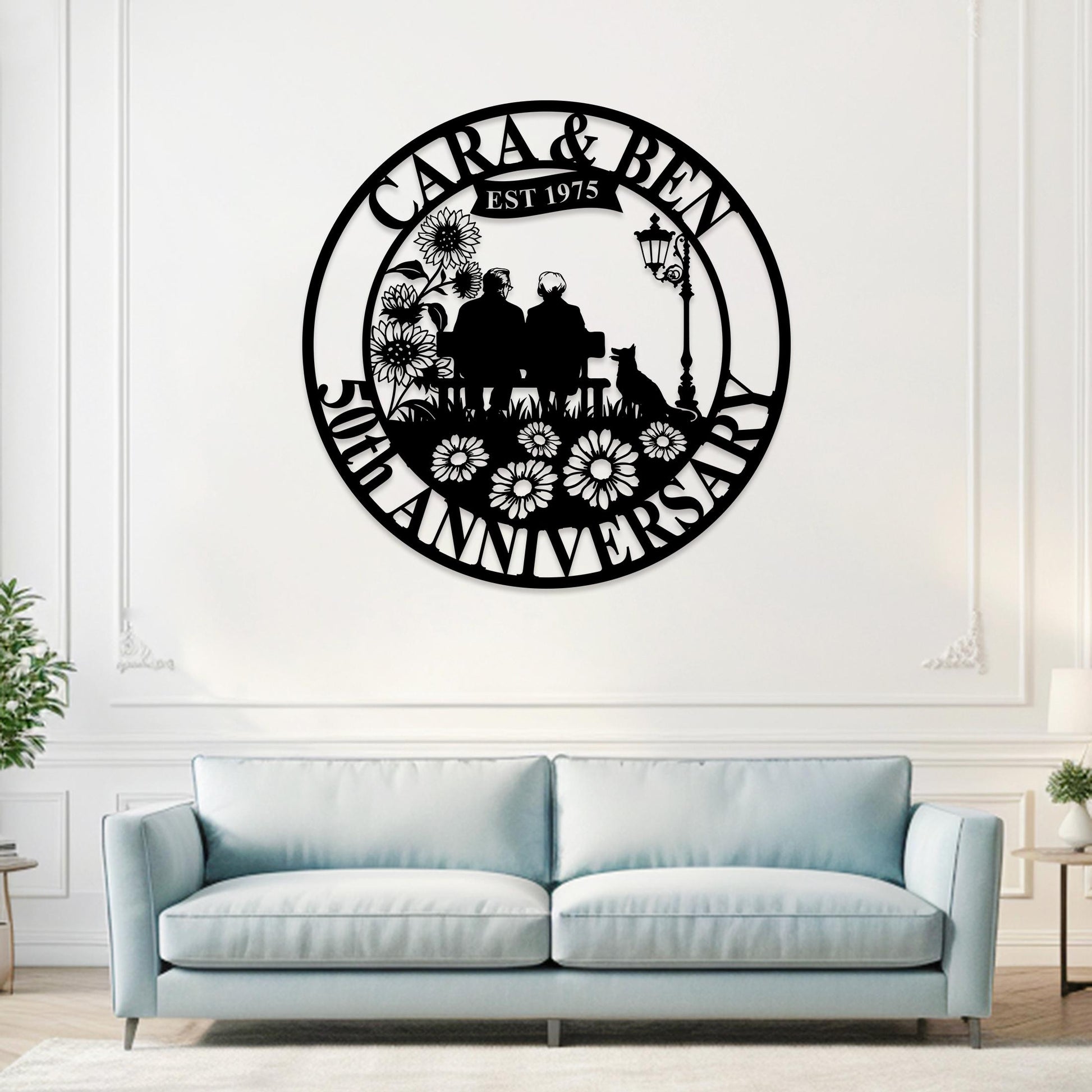 Personalized 50th Anniversary Gift for Parents,Custom 50 Year Anniversary Sign,Last Name Sign,Golden Anniversary Metal Wall Art,Wedding Gift