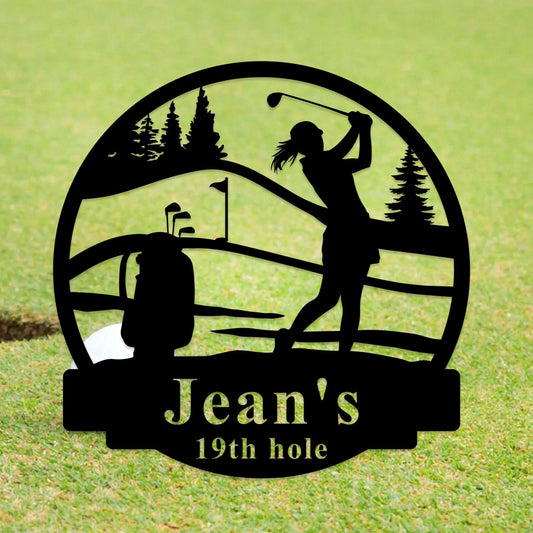 Custom Golf Metal Sign,Golf Name Sign,Golf Metal Wall Art,Personalized 19th Hole Metal Sign,Golf Sports Sign,Golf Gifts for Women,Wife Gift