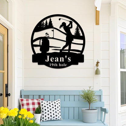 Custom Golf Metal Sign,Golf Name Sign,Golf Metal Wall Art,Personalized 19th Hole Metal Sign,Golf Sports Sign,Golf Gifts for Women,Wife Gift