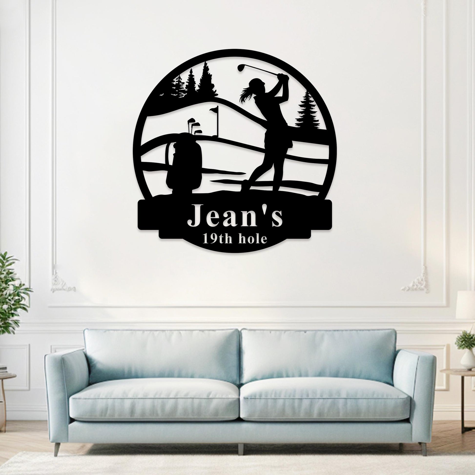 Custom Golf Metal Sign,Golf Name Sign,Golf Metal Wall Art,Personalized 19th Hole Metal Sign,Golf Sports Sign,Golf Gifts for Women,Wife Gift