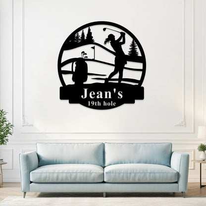 Custom Golf Metal Sign,Golf Name Sign,Golf Metal Wall Art,Personalized 19th Hole Metal Sign,Golf Sports Sign,Golf Gifts for Women,Wife Gift
