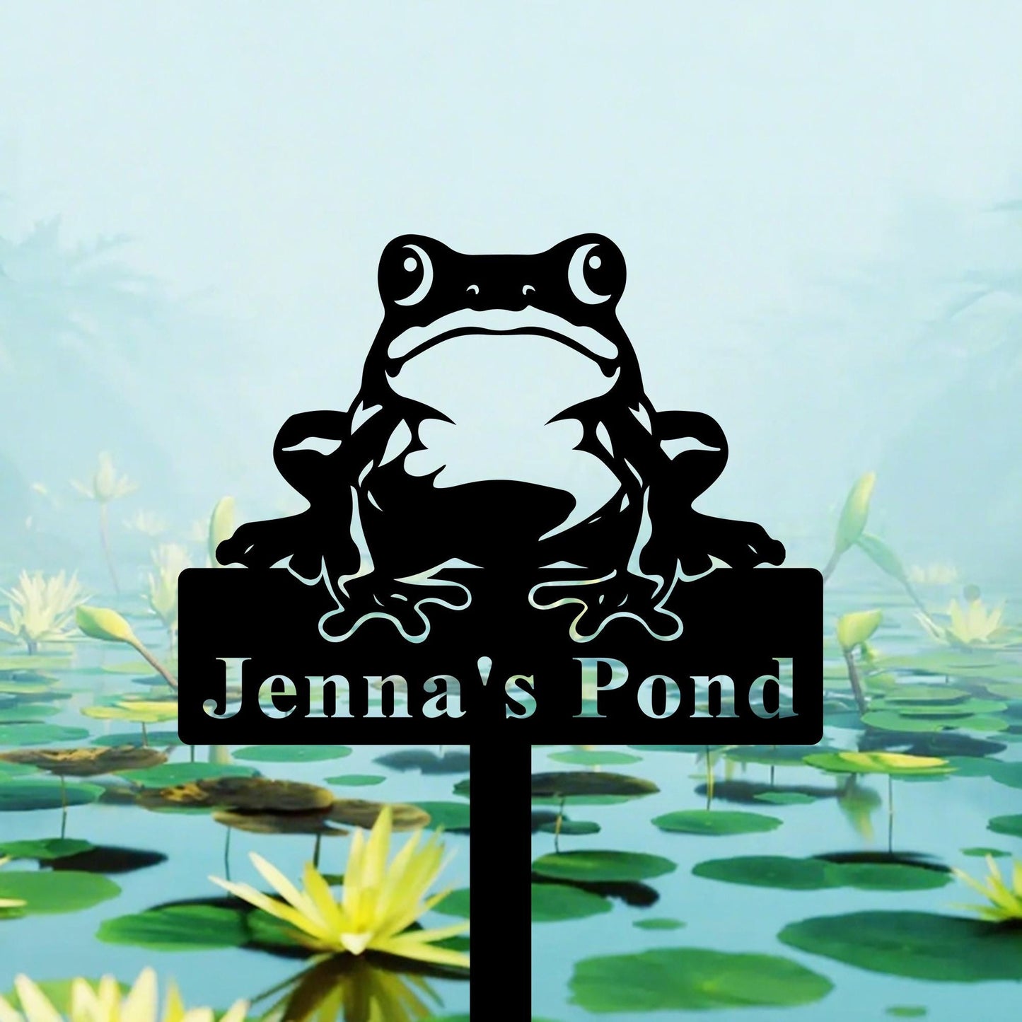 Custom Frog Metal Sign, Frog Pond Sign, Funny Frog Decor, Personalized Frog Name Sign, Frog Pond Decor, Lake House Sign, Frog Garden Decor