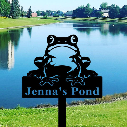 Custom Frog Metal Sign, Frog Pond Sign, Funny Frog Decor, Personalized Frog Name Sign, Frog Pond Decor, Lake House Sign, Frog Garden Decor