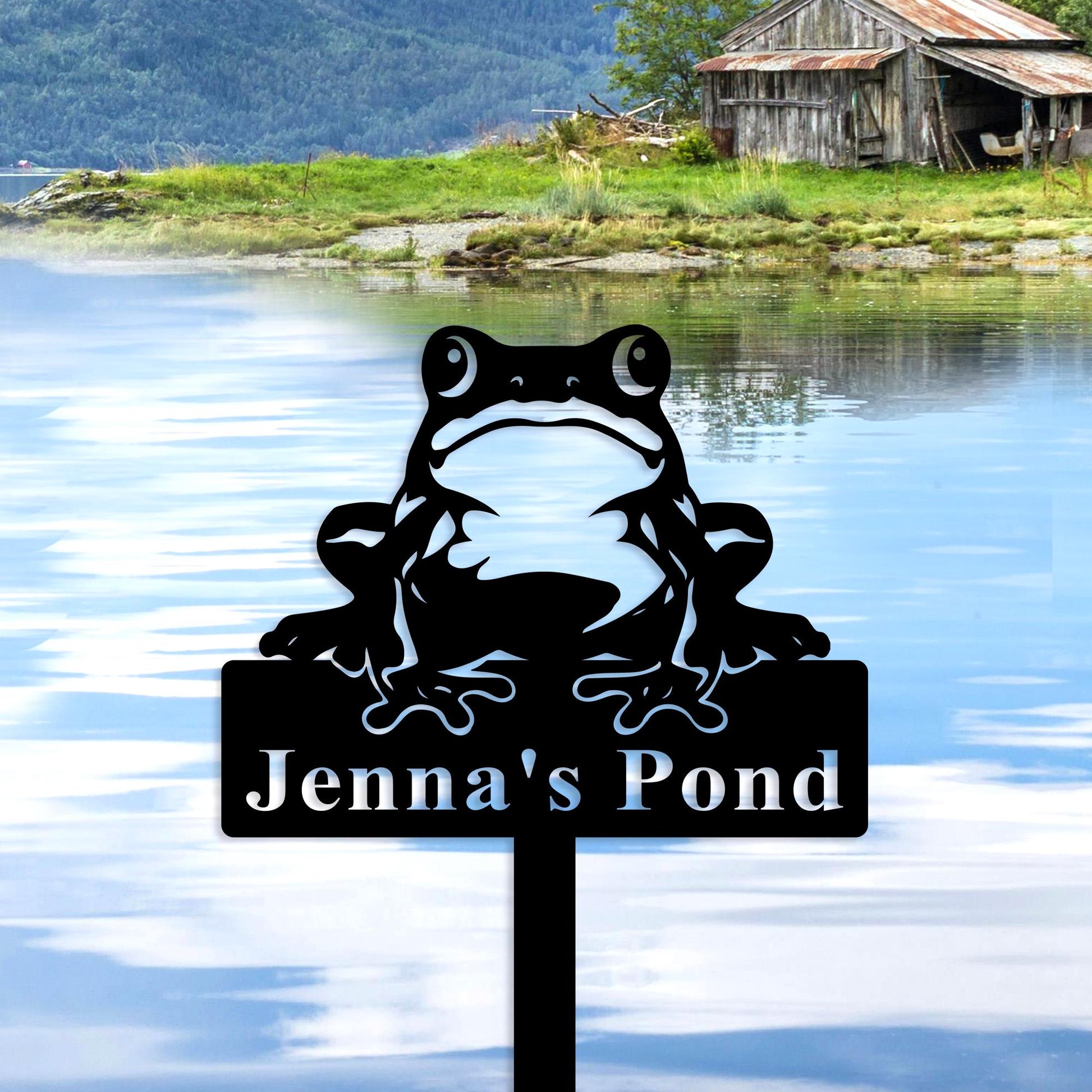Custom Frog Metal Sign, Frog Pond Sign, Funny Frog Decor, Personalized Frog Name Sign, Frog Pond Decor, Lake House Sign, Frog Garden Decor