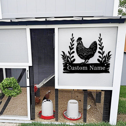 Custom Chicken Farm Metal Sign, Hen House Coop Sign, Farm Coop Sign, Personalized Hen Name Sign, Chicken Coop Wall Art,Farm Fresh Eggs Sign