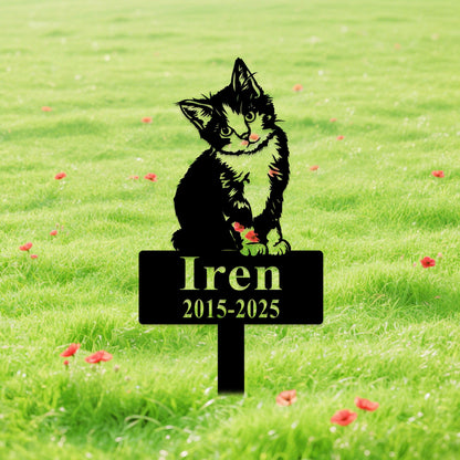 Personalized Cat Memorial Plaque with Stake, Custom Cat Garden Stake, Cat Burial Stake, Remembrance Stake, Cat Garden Decor, Pet Loss Gift