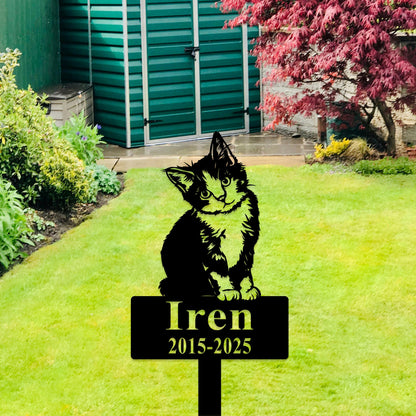 Personalized Cat Memorial Plaque with Stake, Custom Cat Garden Stake, Cat Burial Stake, Remembrance Stake, Cat Garden Decor, Pet Loss Gift