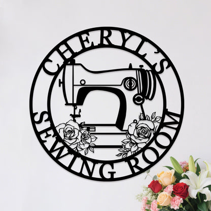Personalized Sewing Machine Decor,Custom Sewing Machine Sign,She Shed Craft Room Decor,Quilting Metal Sign,Metal Sewing Sign,Gifts for Mom