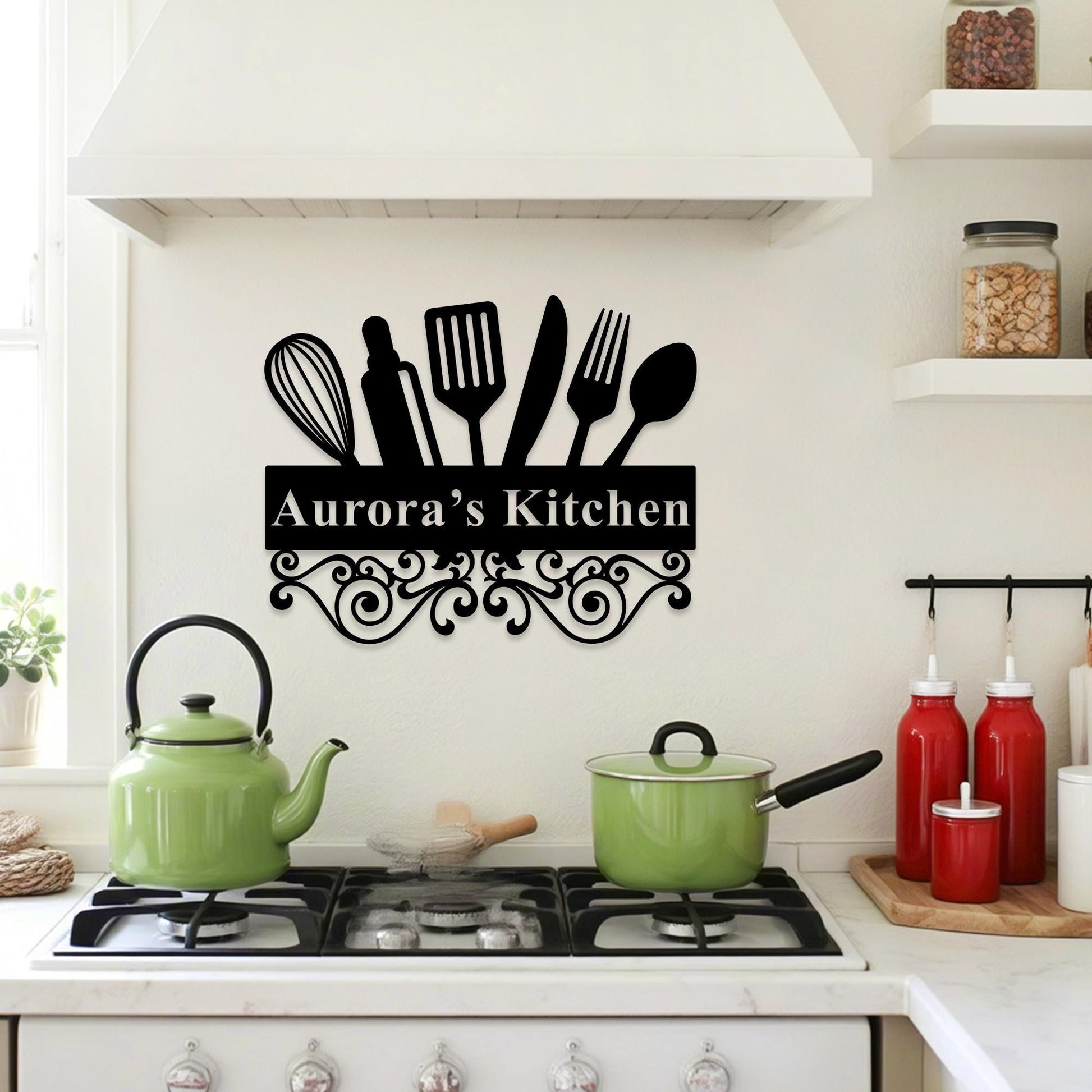 Personalized Kitchen Wall Art,Kitchen Metal Sign,Kitchen Name Sign,Dinning Room Decor,Custom Family Name Sign,Kitchen Decor,Gift for Mom