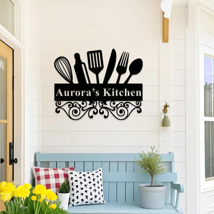 Personalized Kitchen Wall Art,Kitchen Metal Sign,Kitchen Name Sign,Dinning Room Decor,Custom Family Name Sign,Kitchen Decor,Gift for Mom