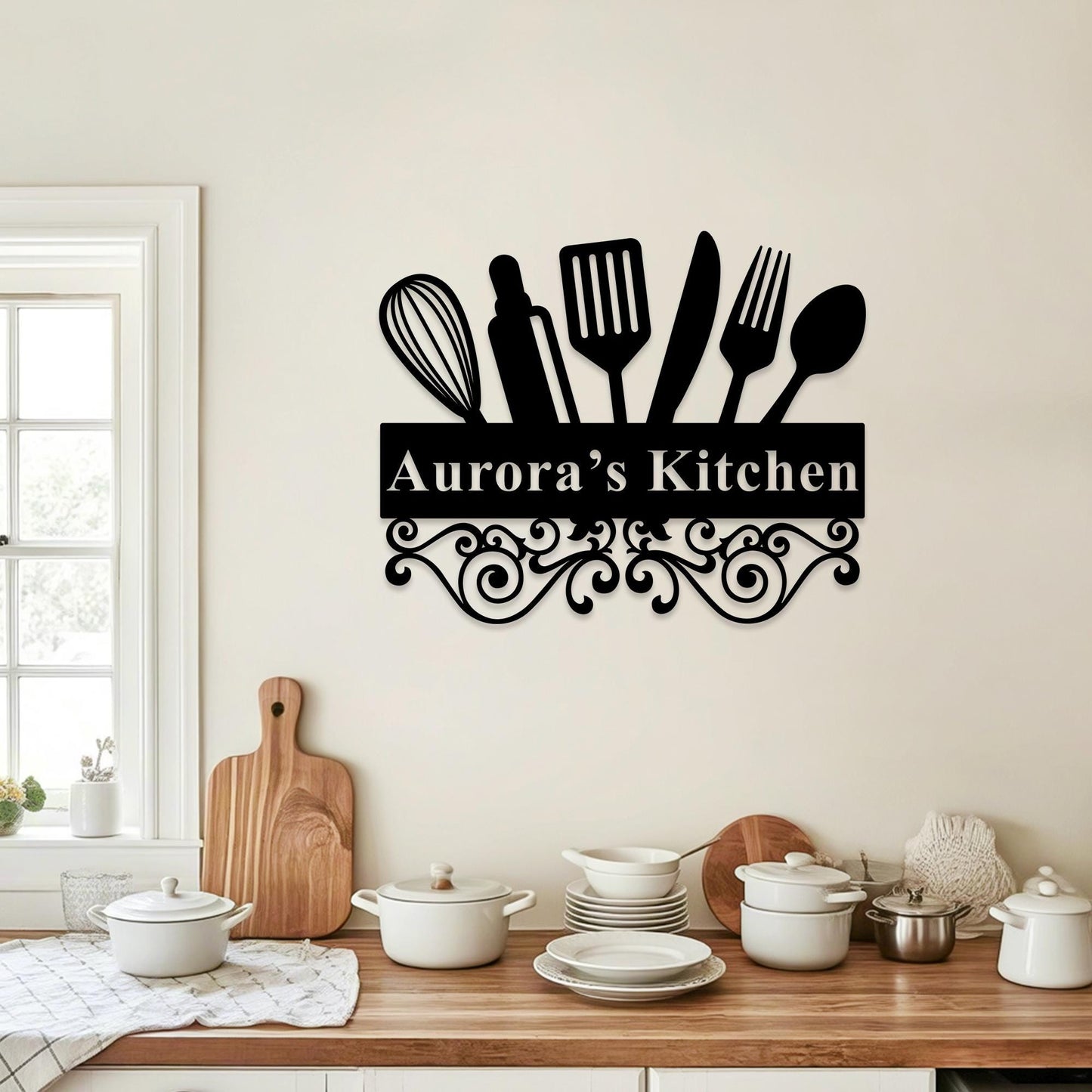 Personalized Kitchen Wall Art,Kitchen Metal Sign,Kitchen Name Sign,Dinning Room Decor,Custom Family Name Sign,Kitchen Decor,Gift for Mom