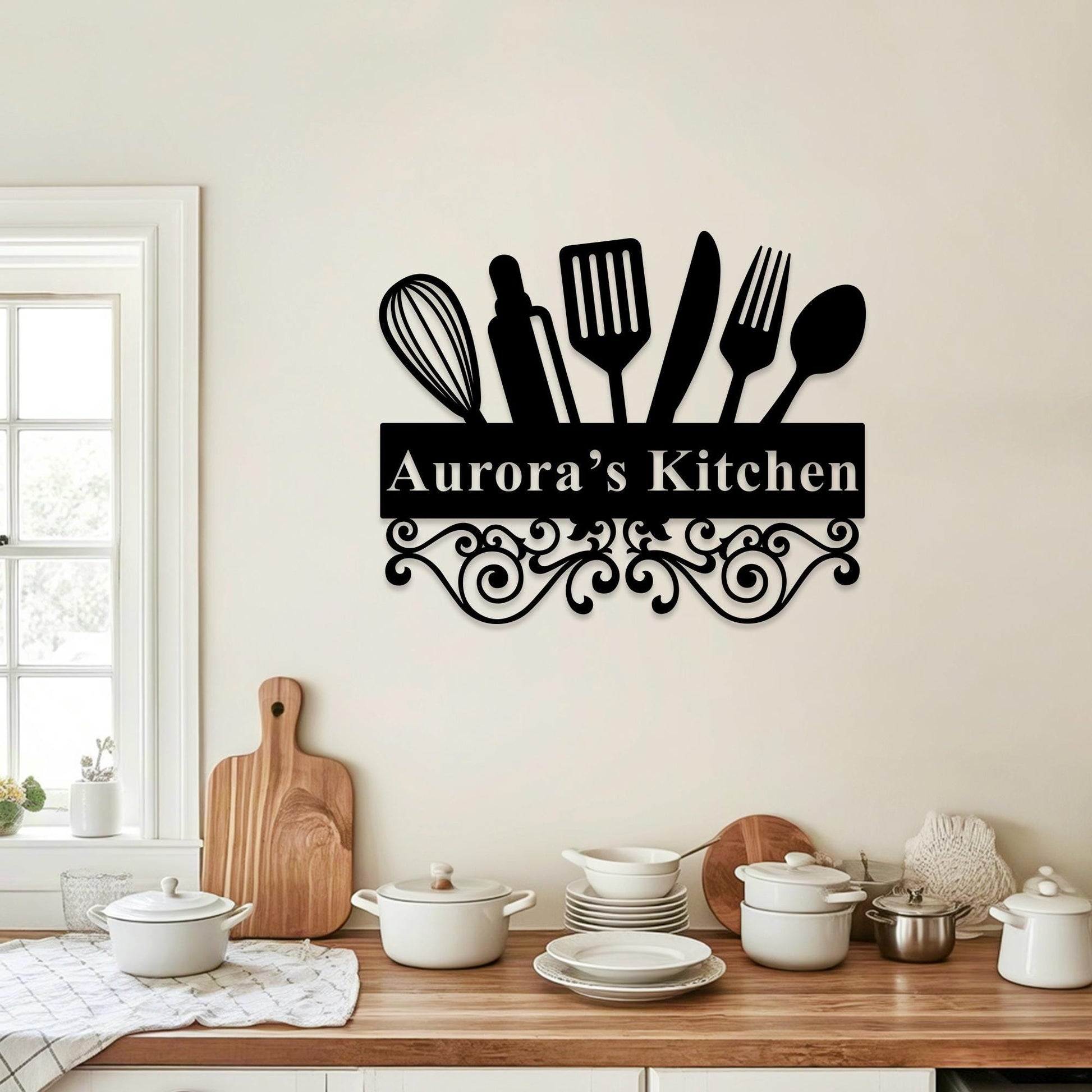 Personalized Kitchen Wall Art,Kitchen Metal Sign,Kitchen Name Sign,Dinning Room Decor,Custom Family Name Sign,Kitchen Decor,Gift for Mom