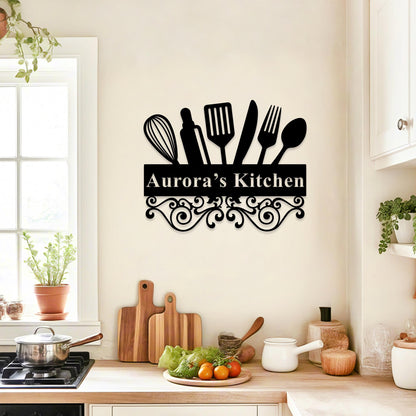 Personalized Kitchen Wall Art,Kitchen Metal Sign,Kitchen Name Sign,Dinning Room Decor,Custom Family Name Sign,Kitchen Decor,Gift for Mom