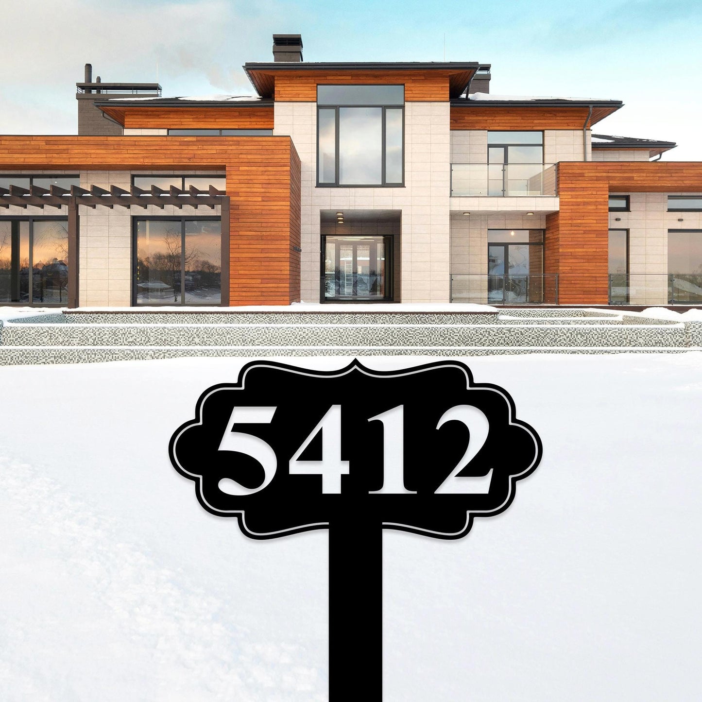 Personalized House Number Stake for Yard,Custom House Number Sign for Garden,Modern Address Sign, House Number Ground Sign,Housewarming Gift