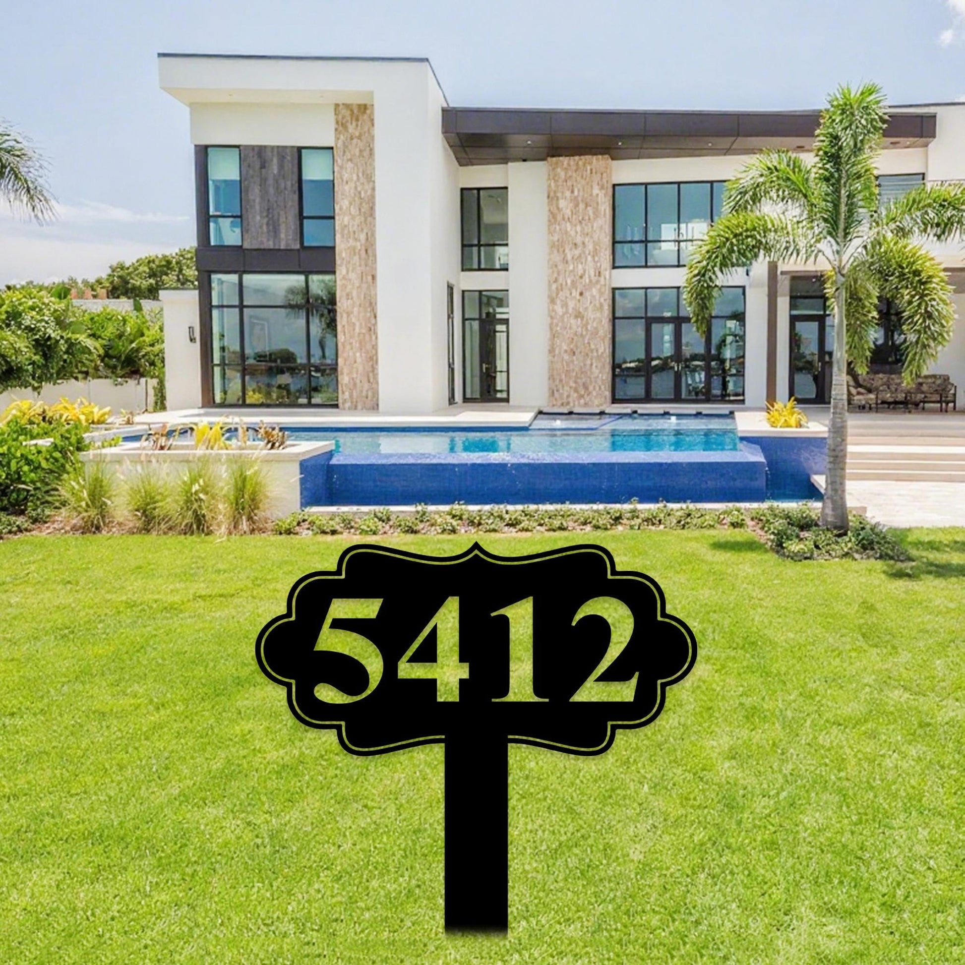 Personalized House Number Stake for Yard,Custom House Number Sign for Garden,Modern Address Sign, House Number Ground Sign,Housewarming Gift
