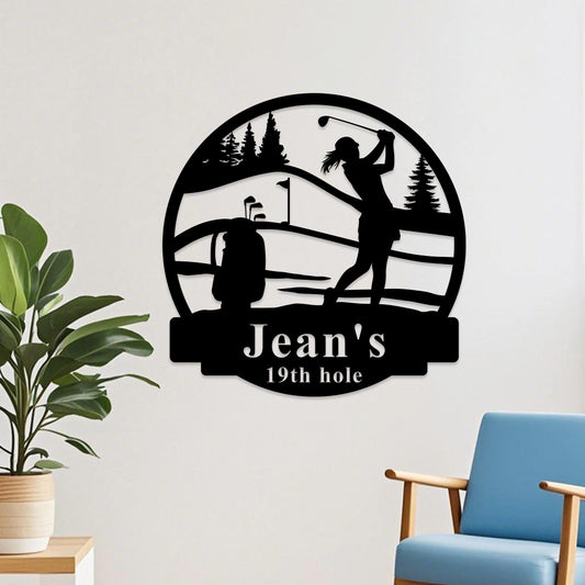 Custom Golf Metal Sign,Golf Name Sign,Golf Metal Wall Art,Personalized 19th Hole Metal Sign,Golf Sports Sign,Golf Gifts for Women,Wife Gift