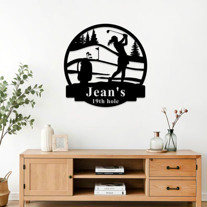 Custom Golf Metal Sign,Golf Name Sign,Golf Metal Wall Art,Personalized 19th Hole Metal Sign,Golf Sports Sign,Golf Gifts for Women,Wife Gift