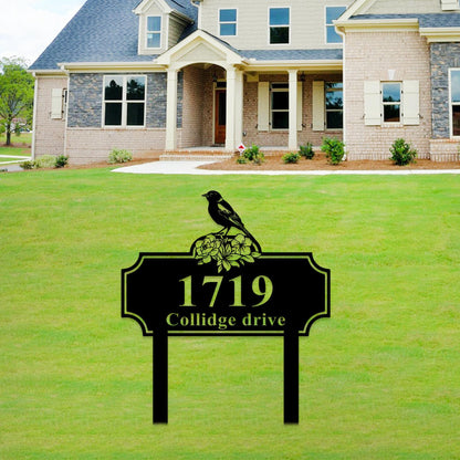 Custom Bird House Address Stakes, Bird Address Stakes Metal Sign, Bird Outdoor House Number Sign, Bird Garden Stake Sign, Yard Metal Stakes