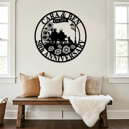 Personalized 50th Anniversary Gift for Parents,Custom 50 Year Anniversary Sign,Last Name Sign,Golden Anniversary Metal Wall Art,Wedding Gift