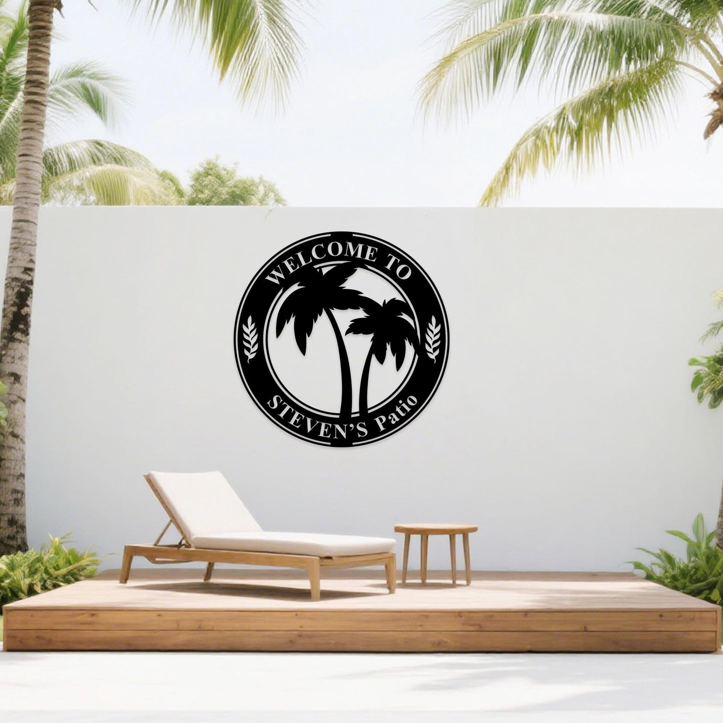 Custom Palm Tree Metal Sign,Palm Tree Pool Sign,Tropical Name Sign,Palm Tree Wall Art,Tropical Patio Decor,Front Porch Sign,Lake House Sign
