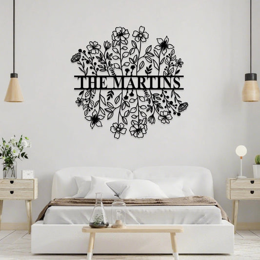 Custom Metal Floral Garden Sign, Personalized Flower Wall Art, Flower Garden Decor, Garden Yard Sign, Gardener Name Sign, Gift for Mom