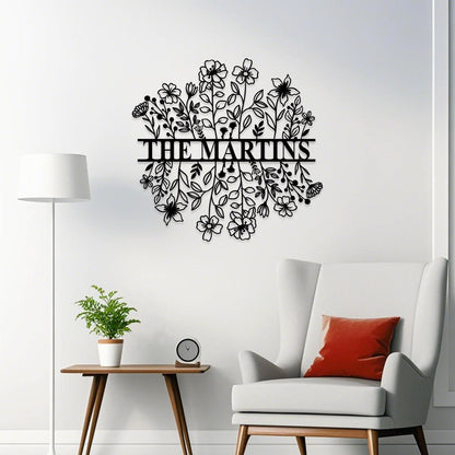 Custom Metal Floral Garden Sign, Personalized Flower Wall Art, Flower Garden Decor, Garden Yard Sign, Gardener Name Sign, Gift for Mom