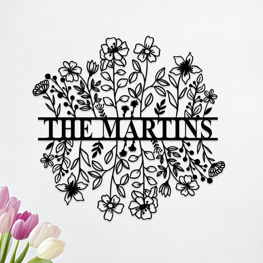 Custom Metal Floral Garden Sign, Personalized Flower Wall Art, Flower Garden Decor, Garden Yard Sign, Gardener Name Sign, Gift for Mom