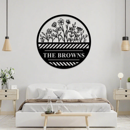 Custom Flower Metal Wall Art,Garden Sign Personalized,Garden Name Sign,Garden Decor,Yard Sign,Flower Decor for Spring,Kitchen Wall Decor