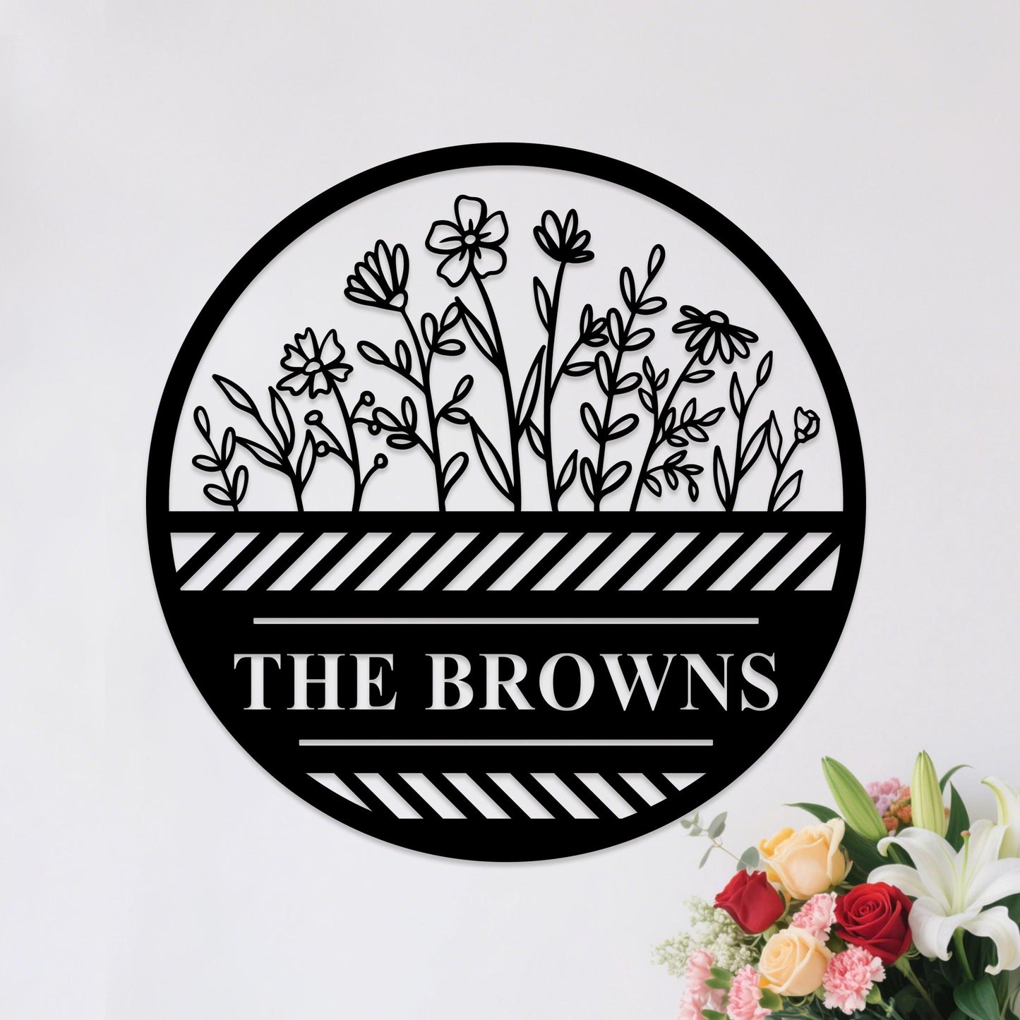 Custom Flower Metal Wall Art,Garden Sign Personalized,Garden Name Sign,Garden Decor,Yard Sign,Flower Decor for Spring,Kitchen Wall Decor