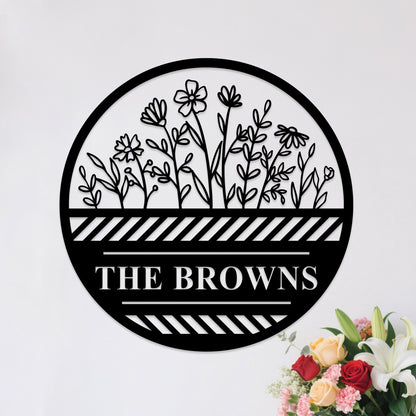 Custom Flower Metal Wall Art,Garden Sign Personalized,Garden Name Sign,Garden Decor,Yard Sign,Flower Decor for Spring,Kitchen Wall Decor