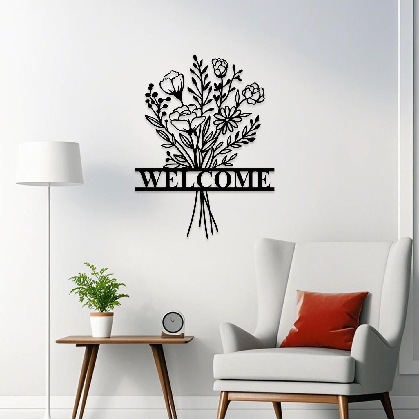 Personalized Flower Bouquet Metal Wall Art Sign,Custom Flower Welcome Sign,Outdoor Garden Decor, Gardener Name Sign,Door Decor,New Home Gift