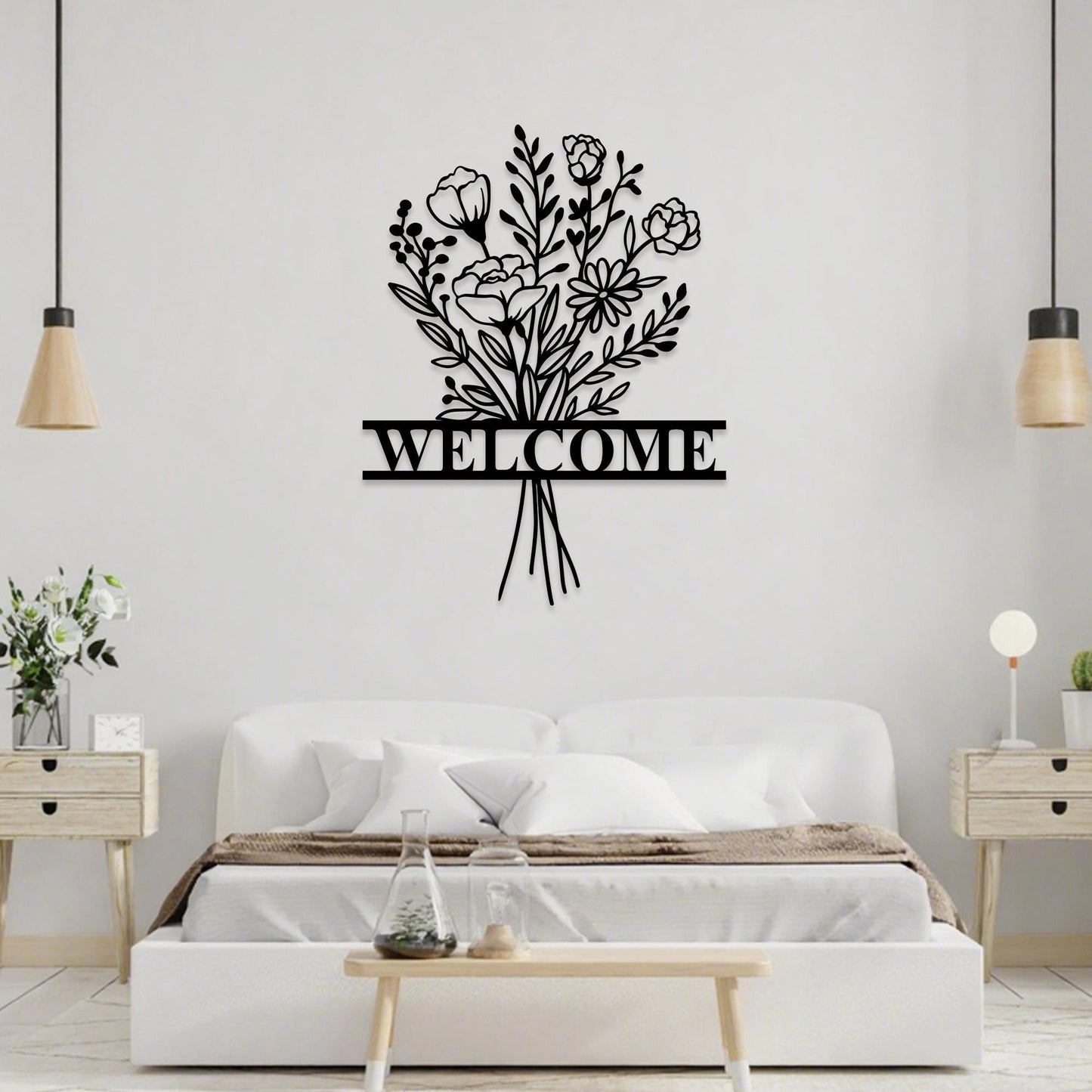 Personalized Flower Bouquet Metal Wall Art Sign,Custom Flower Welcome Sign,Outdoor Garden Decor, Gardener Name Sign,Door Decor,New Home Gift