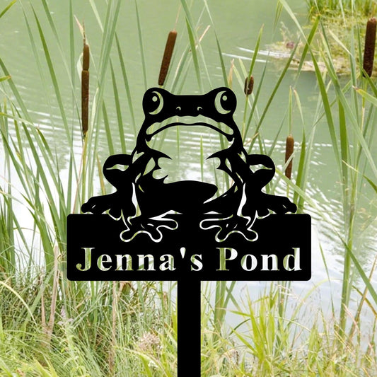 Custom Frog Metal Sign, Frog Pond Sign, Funny Frog Decor, Personalized Frog Name Sign, Frog Pond Decor, Lake House Sign, Frog Garden Decor