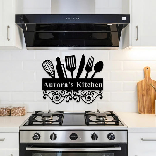 Personalized Kitchen Wall Art,Kitchen Metal Sign,Kitchen Name Sign,Dinning Room Decor,Custom Family Name Sign,Kitchen Decor,Gift for Mom
