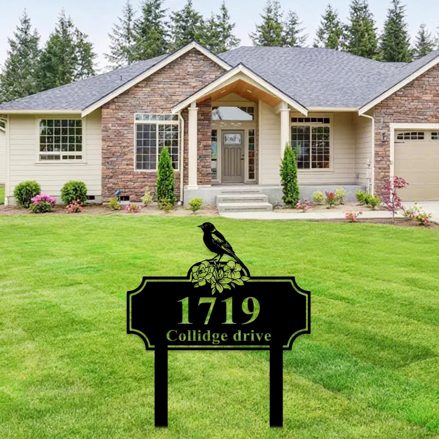 Custom Bird House Address Stakes, Bird Address Stakes Metal Sign, Bird Outdoor House Number Sign, Bird Garden Stake Sign, Yard Metal Stakes