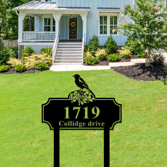 Custom Bird House Address Stakes, Bird Address Stakes Metal Sign, Bird Outdoor House Number Sign, Bird Garden Stake Sign, Yard Metal Stakes