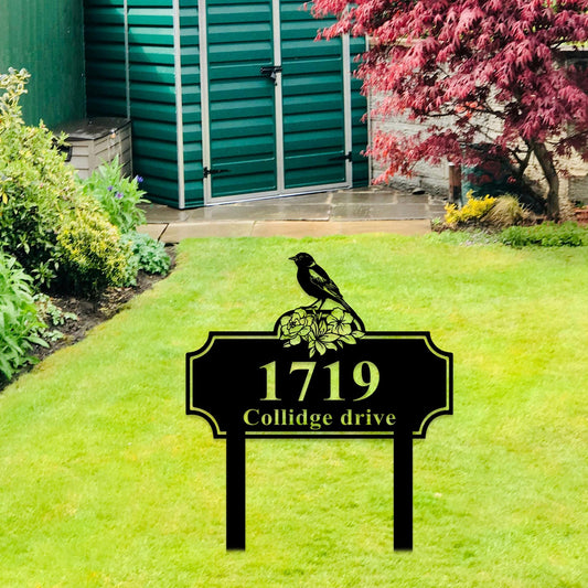Custom Bird House Address Stakes, Bird Address Stakes Metal Sign, Bird Outdoor House Number Sign, Bird Garden Stake Sign, Yard Metal Stakes