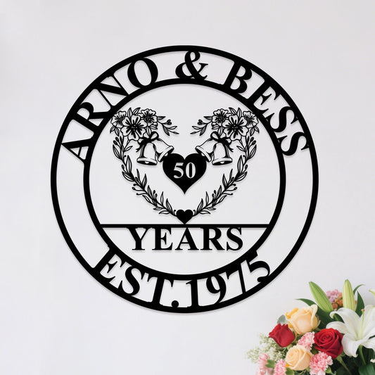 50th Anniversary Gift, Parents Anniversary, Golden Anniversary, 50 Year Anniversary Sign, Wedding Anniversary Metal Wall Art,Wedding Gifts