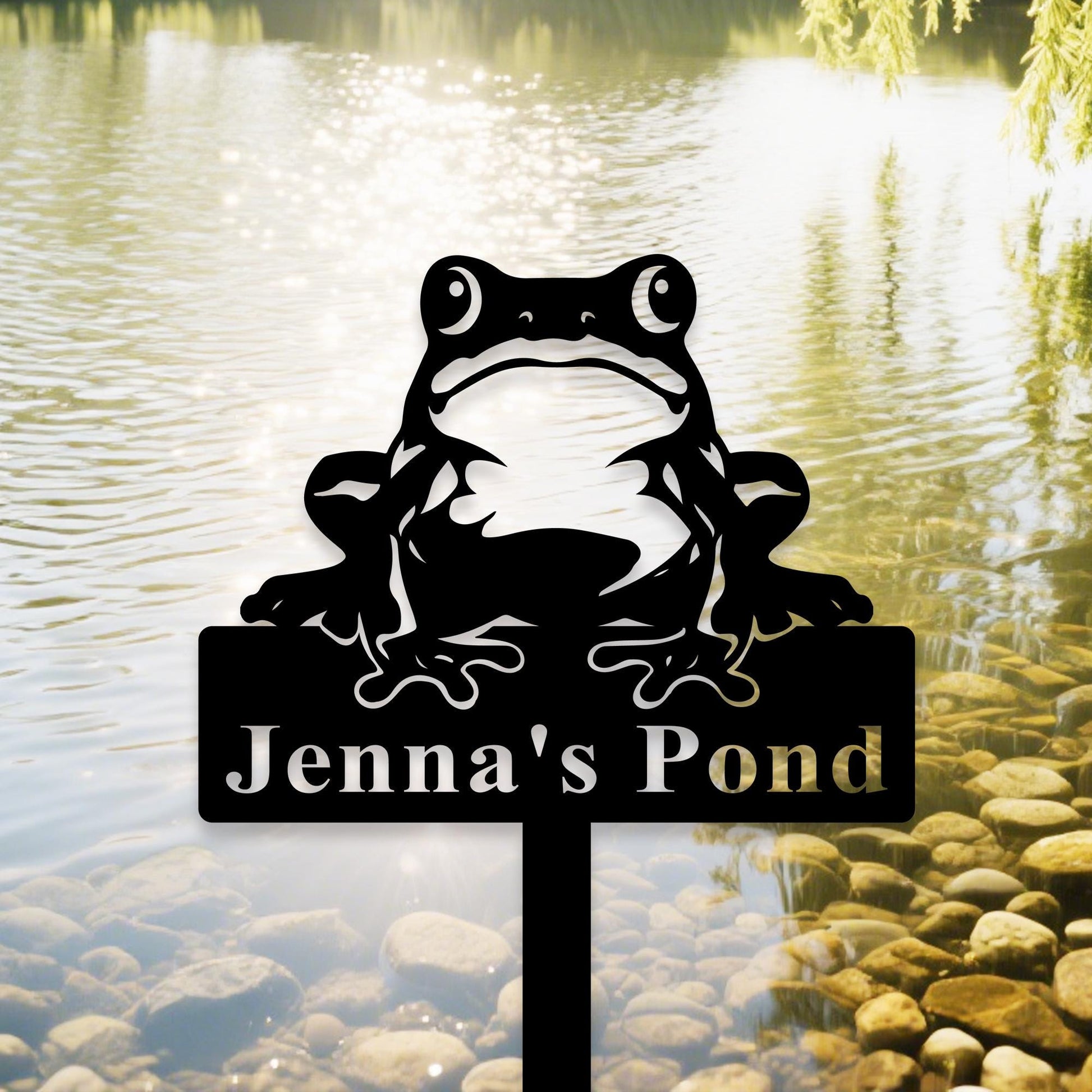 Custom Frog Metal Sign, Frog Pond Sign, Funny Frog Decor, Personalized Frog Name Sign, Frog Pond Decor, Lake House Sign, Frog Garden Decor