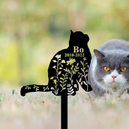 Custom British Shorthair Cat Memorial Plaque,Personalized Cat Metal Name Sign,Cat Grave Decor,Cat Yard Marker,Cat Cemetery Stake,Cat Loss