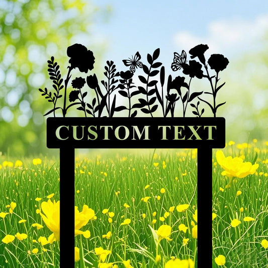 Custom Butterfly Garden Sign,Personalized Gardener Name Sign,Flowers Metal Garden StakesMetal Garden Art,Yard Sign,Garden Decor