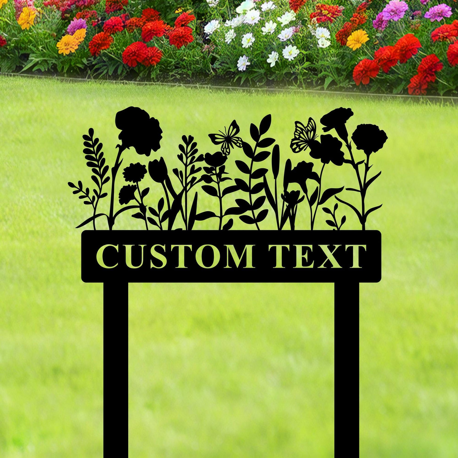 Custom Butterfly Garden Sign,Personalized Gardener Name Sign,Flowers Metal Garden StakesMetal Garden Art,Yard Sign,Garden Decor