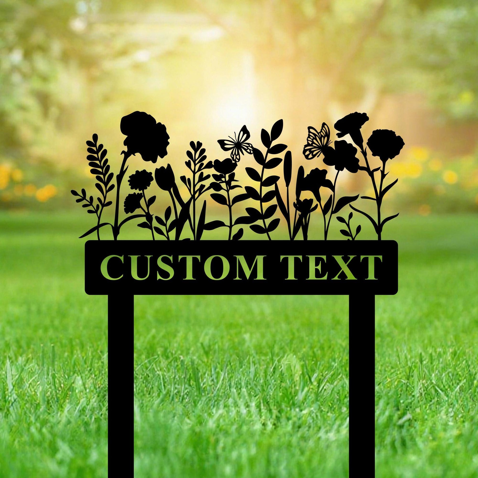 Custom Butterfly Garden Sign,Personalized Gardener Name Sign,Flowers Metal Garden StakesMetal Garden Art,Yard Sign,Garden Decor