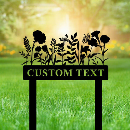 Custom Butterfly Garden Sign,Personalized Gardener Name Sign,Flowers Metal Garden StakesMetal Garden Art,Yard Sign,Garden Decor