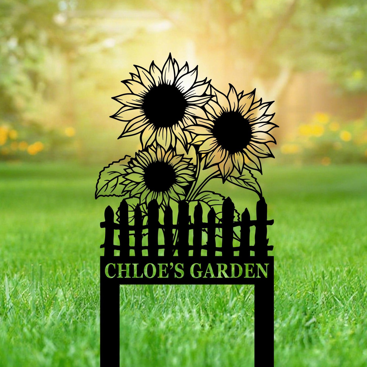 Personalized Sunflower Metal Sign,Custom Sunflower Yard Stakes,Sunflower Garden Art,Sunflower Name Sign,Outdoor Garden Decor,w Home Gift