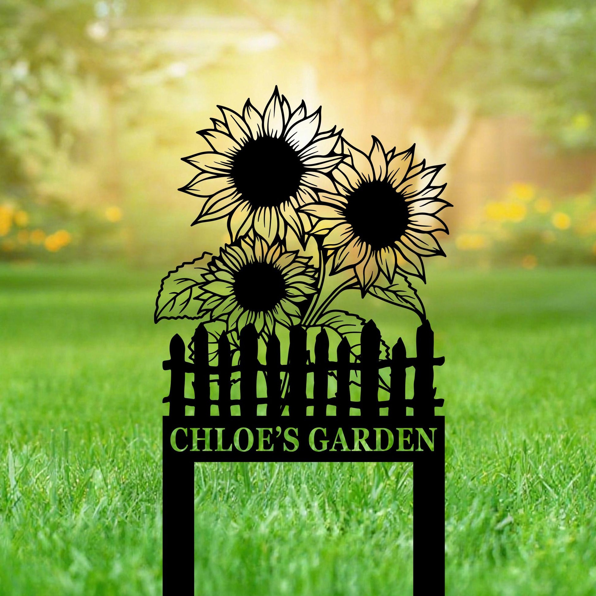Personalized Sunflower Metal Sign,Custom Sunflower Yard Stakes,Sunflower Garden Art,Sunflower Name Sign,Outdoor Garden Decor,w Home Gift