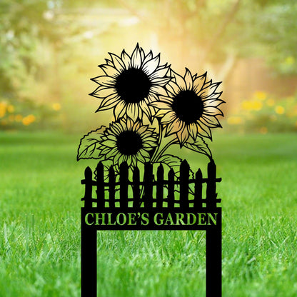 Personalized Sunflower Metal Sign,Custom Sunflower Yard Stakes,Sunflower Garden Art,Sunflower Name Sign,Outdoor Garden Decor,w Home Gift