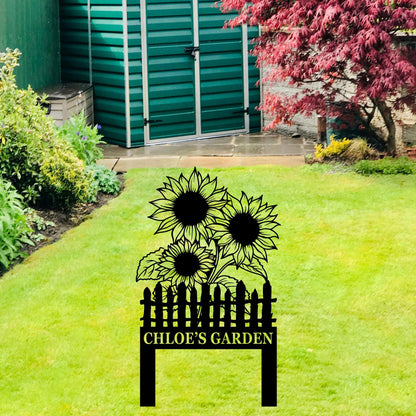 Personalized Sunflower Metal Sign,Custom Sunflower Yard Stakes,Sunflower Garden Art,Sunflower Name Sign,Outdoor Garden Decor,w Home Gift