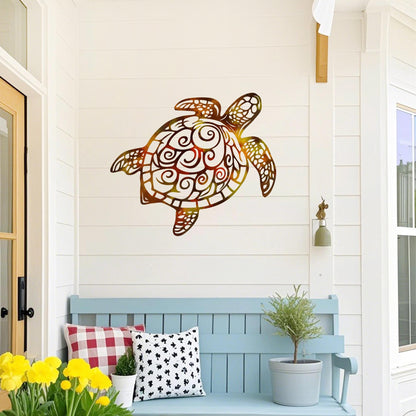 Metal Sea Turtle Wall Art,Sea Turtle Wall Decor,Turtle Metal Sign,Beach House Decor,Front Door Sign,Tropical Decor,Turtle Gift,Father‘s Day